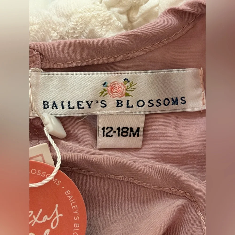 Bailey’s Blossoms Mauve Pink Bell Sleeve Baby Romper – Size 12–18M NWT